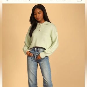 Light green crop top sweater with collar